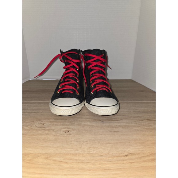 Converse Chuck Taylor All Star High Top Sneakers Denim w/ Red Laces Women's 8 - Picture 1 of 10